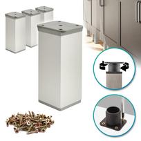 x Basic furniture legs | Cross-section 40x40 mm | H - 120 mm | Color: Alu + screws included