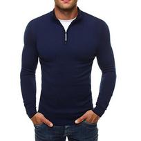 Men's Casual Zipper High Neck Color Slim Knitted Pullover L