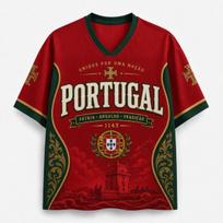 2026 Portugal Football Fan Uniform Football Print Breathable V-neck Mesh Football T-shirt Is A Must-have for Fans 2XL
