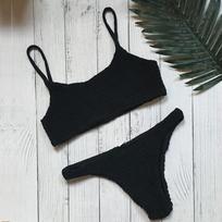 2019 European & American Sexy Pleated Triangle Bikini Swimsuit Large