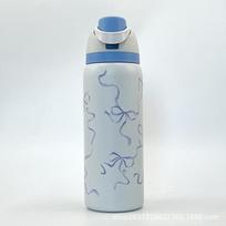 Double Drink Flip Top Sports Water Bottle Large Capacity Portable Vacuum 304 Stainless Steel Insulated Fruit Cup Outdoor Sports Water Bottle 24oz
