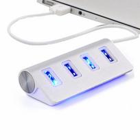 1 vnt. USB šakotuvas didelės spartos USB skirstytuvo šakotuvo adapteris su kabeliu nešiojamam kompiuteriui telefonui LM sidabras
