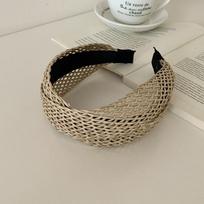 Beach Straw Weaving Cross Knotted Headband Women'S Handmade Weaving Hair Band Bohemian Wide-Brimmed Hair Hoop Hair Accessories