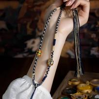 Handmade Tibetan Thangka Pendant Necklace with Six-Syllable Mantra Cotton Cord
