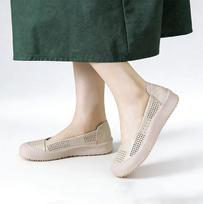 2026 Spring Summer Breathable Genuine Leather Flat Shoes for Women Comfortable Slip-On Loafers for Daily Wear Plus Size 41 35