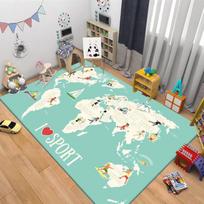 Children's Navigation Map Pattern Carpet Baby Game Crawling Rugs for Living Room Children's Room Decorative Anti Slip Floor Mats 60x90cm