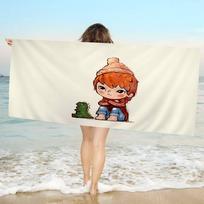 Cartoon H-HIRONOS Microfiber Beach Towel Absorbent Quick Dry Soft Yoga Swimming Resort Mountain Climbing Towel W40*H60(CM)