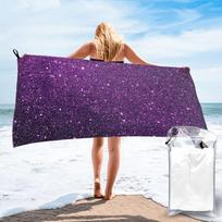 Gradient Purple Glitter Pattern Beach Towel Soft Microfiber Quick Dry Absorbent Quick Towels For Bath W30*H60(CM) blue
