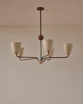 Mid Century Modern Brass Chandelier – Italian Stilnovo 5 Arm Ceiling Light Fixture M
