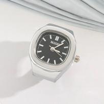 Personalized Punk Square Dial Finger Ring Watch Stainless Steel Alloy Mini Quartz Unisex Fashion Finger Jewelry Accessories Gift