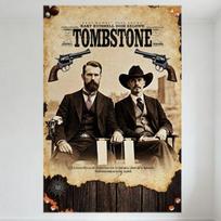Vintage Tombstone Movie Tin Sign, Western Cowboy Revolver Design, Retro Aged Paper Style Wall Plaque for Man Cave Bar Home Decor 20x30cm
