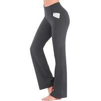 Women's High Waist Flare Pants Slim Fit Casual Yoga Pants Pocket Detail Summer Plus Size Daily Wear Workout Trousers S