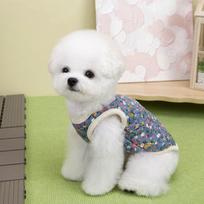 Winter FlowerPattern Pet Jacket Pet Dog Costume Navy Pink Sleeveless Vest Jacket Warm Comfortable Floral Cotton Vest Small Dog S