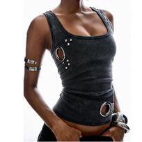 Summer new European and American cross-border niche design Y2K fashion corns slim fit sexy spicy girl solid color vest wholesale S