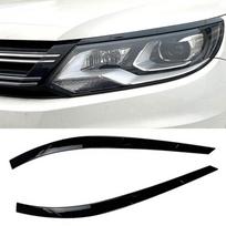 2Pcs Car Front Headlight Eyebrow Eyelid Cover Glossy Black Stickers for VW Tiguan MK1 2011 2012 2013 2014 2015 2016 Glossy Black