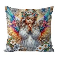 Angel Girl 11CT Cotton Cushion Cross Stitch Creations Handicraft Embroidery Pillowcase for Adults Beginners Sewing Craft Gift