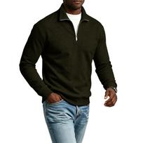 Men's Casual Half-Zip Long Sleeve Pullover with Stand-Up Collar L
