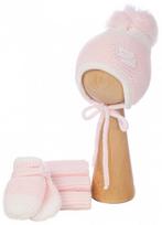 Proman hat with 2 fur pompoms, size: 0-4 mc