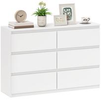 6 stalčių komoda, modernūs saugojimo baldai miegamajam, baltos spalvos 112 x 34 x 75 cm balta