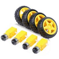 Magnetic DC Electric Motor Yellow Dual Shaft Gear Motor High Grade Gears TT Motor Tire Wheel  DIY geltona