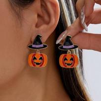Zircon Halloween Earrings Crystal Long Tassel Drop Earrings Witch Hat Dangle Earrings  Cosplay Style 5