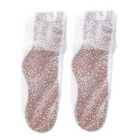 Pile Up Socks Lace Mesh Floral Middle Tube Socks Thin Tulle Flower Short Socks Fashion   JK