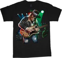 Texas Blues Skeleton Skull Guitars Design Decal T-shirt Men's Graphic Tee S
