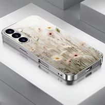 Clear flower pattern glass phone case suitable for Samsung Galaxy S26 S25 S24 S23 S22 S20 FE/Ultra/Plus shockproof back cover GalaxyS25