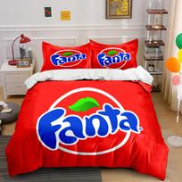 Red Fanta Logo Bedding Set 3-Piece Bedding set (1 duvet cover, 2 pillowcases, duvet not included) 135x200cm red