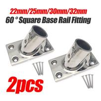 2pcs Square Base Rail Fitting Tube 22/25/30/32mm Rectangular Base For Boat Yachts Marine Hardware Stainless Steel 60 Degree Deck Handrail Rail Fittin 2pcs 22mm