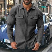American Casual Men'S Clothing Fleece Lapel Multi-Pocket Single-Breasted Solid Color Casual Jacket Men S