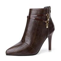 Madingi Temperamentingi Moteriški Batai Aukštakulniai Madingi Ankle Boots Smailus Priekis Moteriški 2025 Pavasaris Ruduo Ploni Kulniukai Trumpas Batai Didelis Dydis 35 kava