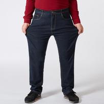 Autumn/Winter New Arrivals: Plus Size Men's High-Waisted Slim-Fit Skinny Jeans Stretchy Thick-Wale Trousers for Larger Builds 30