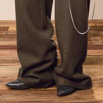 LESS 2024 Winter Sheep Wool Loose Straight Leg Trousers S tamsiai ruda spalva