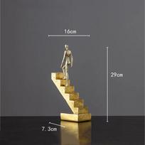 Resin Handicraft Figure Sculpture Staircase Ladder Golden Man Abstract Decorative Figurines Room Decoration Accessories
