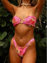 New European and American Floral Print Bikini Swimwear S