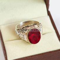 Ruby Oval Cut Gemstone With 925 Sterling Silver Ring For Men's #B515 JL375684085934 4-16 US
