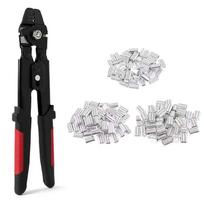Fishing Crimping Pliers Wire Rope Crimping Tool Heavy Duty Stainless Steel with 180Pcs Crimp Looping Sleeves 1