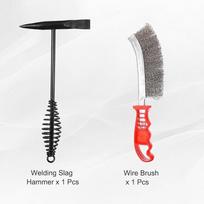 HARFINGTON 2pcs Welding Chipping Hammer 11.3  Slag Hammer with Coil Spring Handle 9.8  Welding Steel Wire Brush for Pick Forged Brick one size