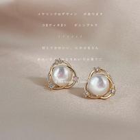Freshwater Pearl~ Micro-set Zircon Needle Plated Geometric Cross Stud Earrings ins Simple Earrings Earrings