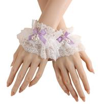 Lace Hand Sleeves Pearls Bowknot Anime Accessories Handwear Decorative Sleeves for Women Girl Spring Autumn Daily Wear