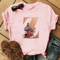 Black Letter Floral Tshirt Stylish Gold Letter Flower Print Tshirt for Unisex and Women Oversized T Shirt Harajuku Polyester S