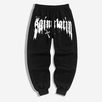Gothic Thorn Cross Joggers, Dark Streetwear Pants L