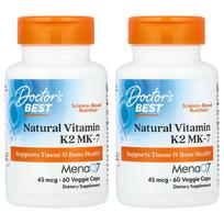Doctor's Best MenaQ7 Vitamin K2 MK-7 45mcg Veggie Capsules, 60 Count (2-Pack) 60 pcs - 2 ea