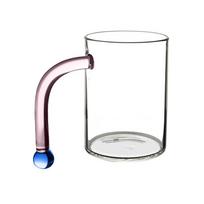 500ML Didelės talpos borosilikatinio stiklo puodelis Ledinei kavai, Šaltam gėrimui, Sultims, Gėrimams, Rankų darbo, Spalvota rankena, Arbatos, Kavos puodelis 500ml rožinė