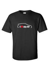 I Love my EF T-Shirt Honda Civic hatchback Heart Red White Black Tee Shirt L