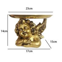 Retro Forest European Gold Angel Copper Tray French Retro Jewelry Display Fruit Tray Home Decoration Ornament brown