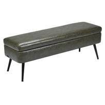 Leather Storage Ottoman Bench, PU Leather Bench with Storage and Metal Legs, Modern Shoe Benches Seat for Entryway, Upholstered End of Bed Benches for