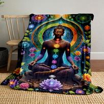 Buddha Chakra Meditation Blanket bedroom Blanket for Livingroom Couch lunch break Soft throw for Friend's festival Gift 80cm x 120cm