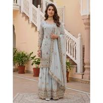 Salwar Kameez Pakiatni Indijos Vestuvių Šventės Suknelė Bollywood Sharara Kostiumas 2XL-44 beige